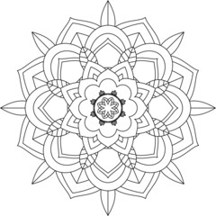 Easy Mandala coloring book simple and basic for beginners, seniors and children. Set of Mehndi flower pattern for Henna drawing and tattoo. Decoration in ethnic oriental, Indian style.