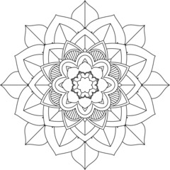 Easy Mandala coloring book simple and basic for beginners, seniors and children. Set of Mehndi flower pattern for Henna drawing and tattoo. Decoration in ethnic oriental, Indian style.