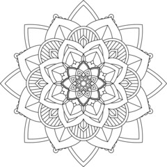 Easy Mandala coloring book simple and basic for beginners, seniors and children. Set of Mehndi flower pattern for Henna drawing and tattoo. Decoration in ethnic oriental, Indian style.