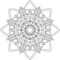Easy Mandala coloring book simple and basic for beginners, seniors and children. Set of Mehndi flower pattern for Henna drawing and tattoo. Decoration in ethnic oriental, Indian style.