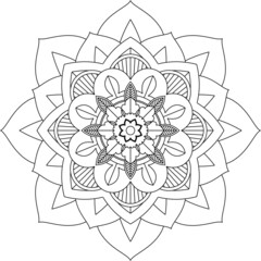Easy Mandala coloring book simple and basic for beginners, seniors and children. Set of Mehndi flower pattern for Henna drawing and tattoo. Decoration in ethnic oriental, Indian style.
