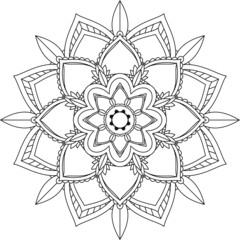 Easy Mandala coloring book simple and basic for beginners, seniors and children. Set of Mehndi flower pattern for Henna drawing and tattoo. Decoration in ethnic oriental, Indian style.