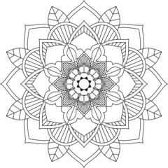 Easy Mandala coloring book simple and basic for beginners, seniors and children. Set of Mehndi flower pattern for Henna drawing and tattoo. Decoration in ethnic oriental, Indian style.