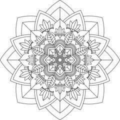 Easy Mandala coloring book simple and basic for beginners, seniors and children. Set of Mehndi flower pattern for Henna drawing and tattoo. Decoration in ethnic oriental, Indian style.