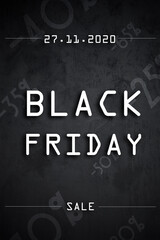 Black friday info banner for 2020 year in vertical orientation