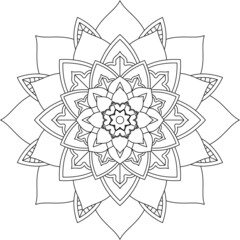 Easy Mandala coloring book simple and basic for beginners, seniors and children. Set of Mehndi flower pattern for Henna drawing and tattoo. Decoration in ethnic oriental, Indian style.