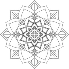 Easy Mandala coloring book simple and basic for beginners, seniors and children. Set of Mehndi flower pattern for Henna drawing and tattoo. Decoration in ethnic oriental, Indian style.