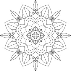 Easy Mandala coloring book simple and basic for beginners, seniors and children. Set of Mehndi flower pattern for Henna drawing and tattoo. Decoration in ethnic oriental, Indian style.