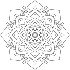 Easy Mandala coloring book simple and basic for beginners, seniors and children. Set of Mehndi flower pattern for Henna drawing and tattoo. Decoration in ethnic oriental, Indian style.