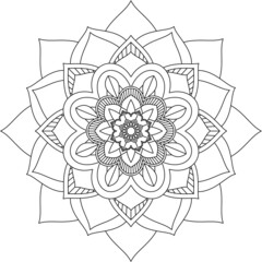 Easy Mandala coloring book simple and basic for beginners, seniors and children. Set of Mehndi flower pattern for Henna drawing and tattoo. Decoration in ethnic oriental, Indian style.