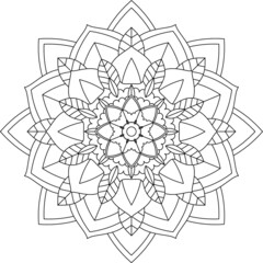 Easy Mandala coloring book simple and basic for beginners, seniors and children. Set of Mehndi flower pattern for Henna drawing and tattoo. Decoration in ethnic oriental, Indian style.
