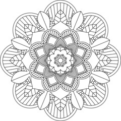 Easy Mandala coloring book simple and basic for beginners, seniors and children. Set of Mehndi flower pattern for Henna drawing and tattoo. Decoration in ethnic oriental, Indian style.