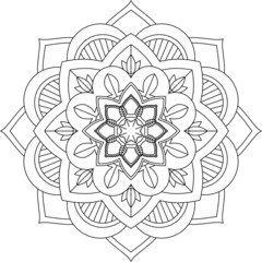 Easy Mandala coloring book simple and basic for beginners, seniors and children. Set of Mehndi flower pattern for Henna drawing and tattoo. Decoration in ethnic oriental, Indian style.