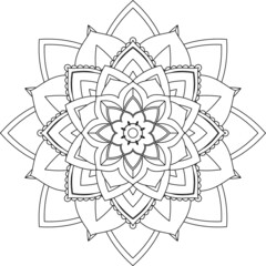 Easy Mandala coloring book simple and basic for beginners, seniors and children. Set of Mehndi flower pattern for Henna drawing and tattoo. Decoration in ethnic oriental, Indian style.