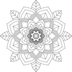 Easy Mandala coloring book simple and basic for beginners, seniors and children. Set of Mehndi flower pattern for Henna drawing and tattoo. Decoration in ethnic oriental, Indian style.