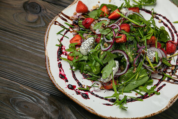 Salad with meat in an American bistro
