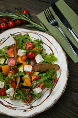 Salad with meat in an American bistro
