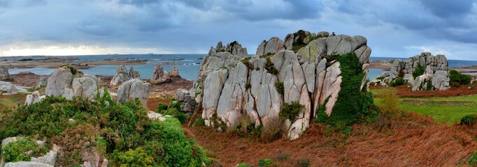 Beautiful lights on the coast at Plougrescant in Brittany, France