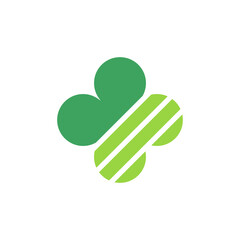 Abstract clover leaf logo icon, symbol of luck