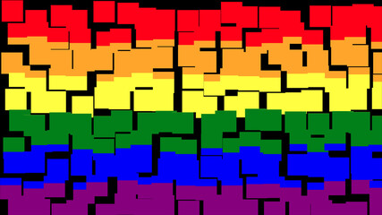 Rainbow gay pride flag background  with a decorative broken tiles pattern in high resolution.