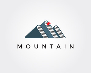 minimal mountain book logo template - vector illustration