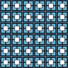 Geometric seamless pattern black and blue lattice with squares