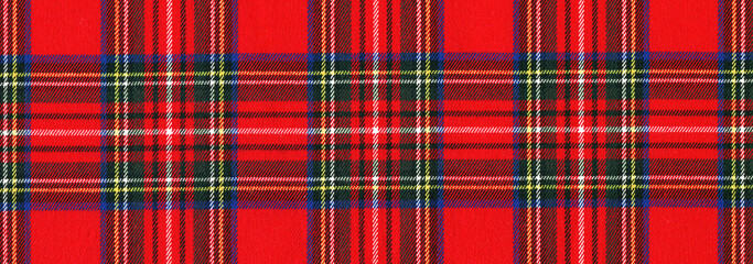 National Scottish woven ornament - "Scottish Cage". Tartan "Caledonia", "Scotch", long format banner.