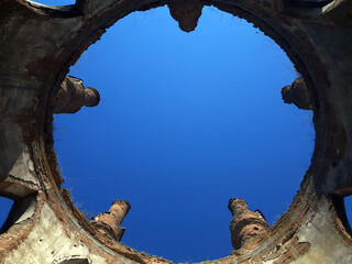 old architecture, sky trough the hole