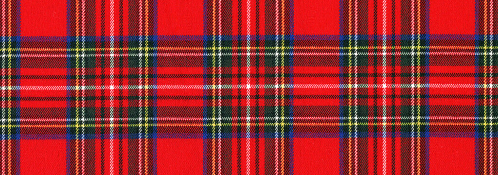 National Scottish woven ornament - "Scottish Cage". Tartan "Caledonia", "Scotch", long format banner.