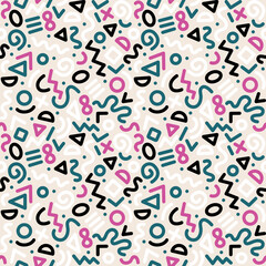 Seamless colorful geometric pattern. Fashion 80-90s. Hipster Memphis style.