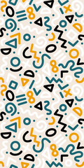 Seamless colorful geometric pattern. Fashion 80-90s. Hipster Memphis style.