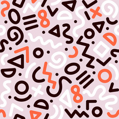Seamless colorful geometric pattern. Fashion 80-90s. Hipster Memphis style.