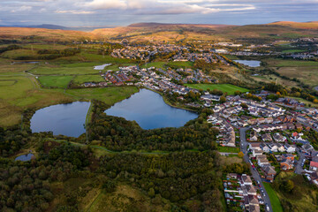 Aerial view of a Welsh town