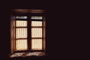 Rustic window on a warm autumn day