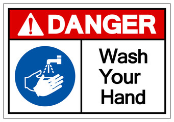Danger Wash Your Hand Symbol Sign,Vector Illustration, Isolated On White Background Label. EPS10