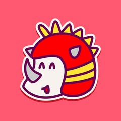 Obraz premium hand drawn kawaii doodle rhino cartoon logo design for wallpaper, stickers, shirt, coloring books, pins, emblems logos and more