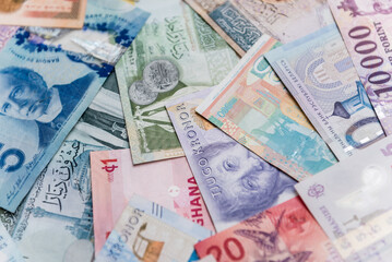 Obraz na płótnie Canvas Paper money background of the different countries