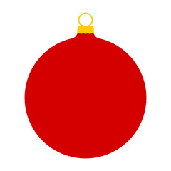 Obraz premium Red christmas ball icon. Xmas symbol. Flat vector illustration isolated on white background.