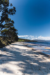 pristine beach landscape in Verona Sands in Tasmania, Australia near Peppermint Bay