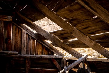 old wooden mining shack in a ghost town