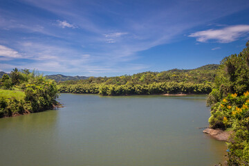 Fototapeta premium Landscape of the reservoir of Peñol and Guatapé located in Antioquia (Colombia) 