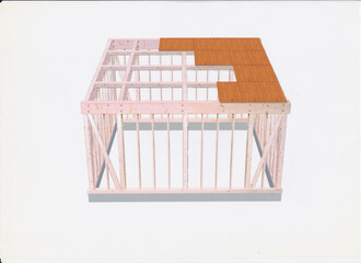 住宅部屋木造構造　天板施工2