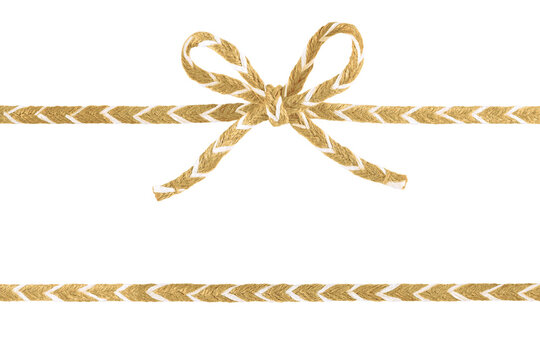 Burlap twine rope bow isolated on white background