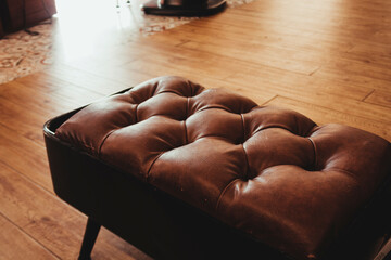 Mini brown leather sofa