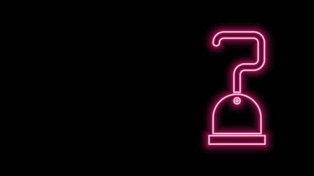Glowing neon line Pirate hook icon isolated on black background. 4K Video motion graphic animation