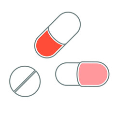 Pills capsules of different colors