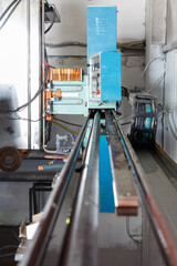 Elements of a stone cutting machine close-up.