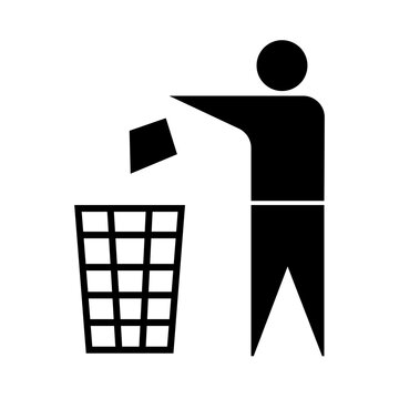 Rubbish bin sign. Image of a trash can. The symbol of purity. Waste recycling illustration. Vector drawing. Stock image.