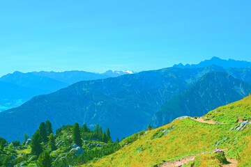 landscape in the mountains, view from Rofan Mountains in Tyrol, Austria