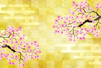 桜　年賀状　和柄　背景
